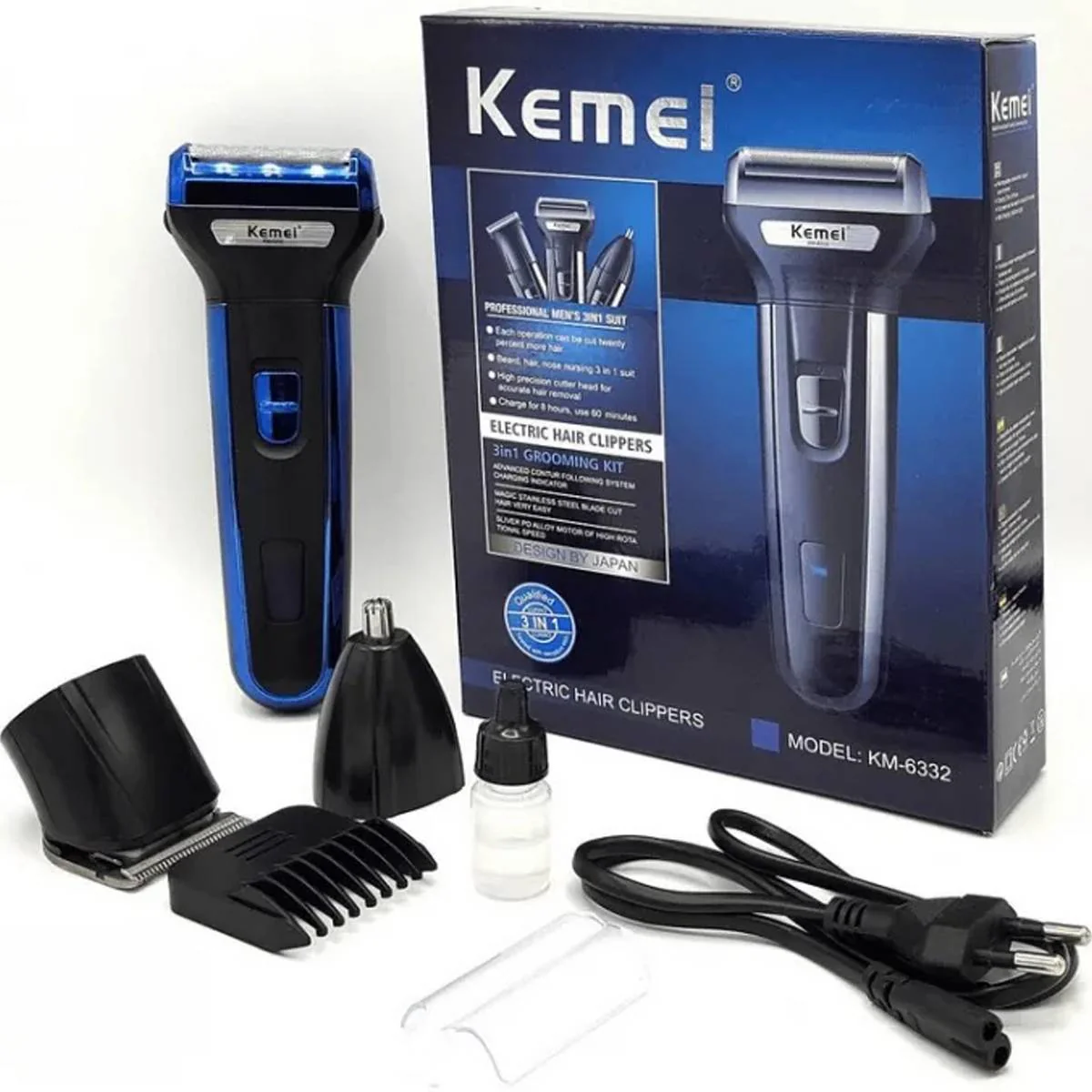 Kemei 3 in 1 Rechargeable Hair Trimmer + فری ڈلیوری